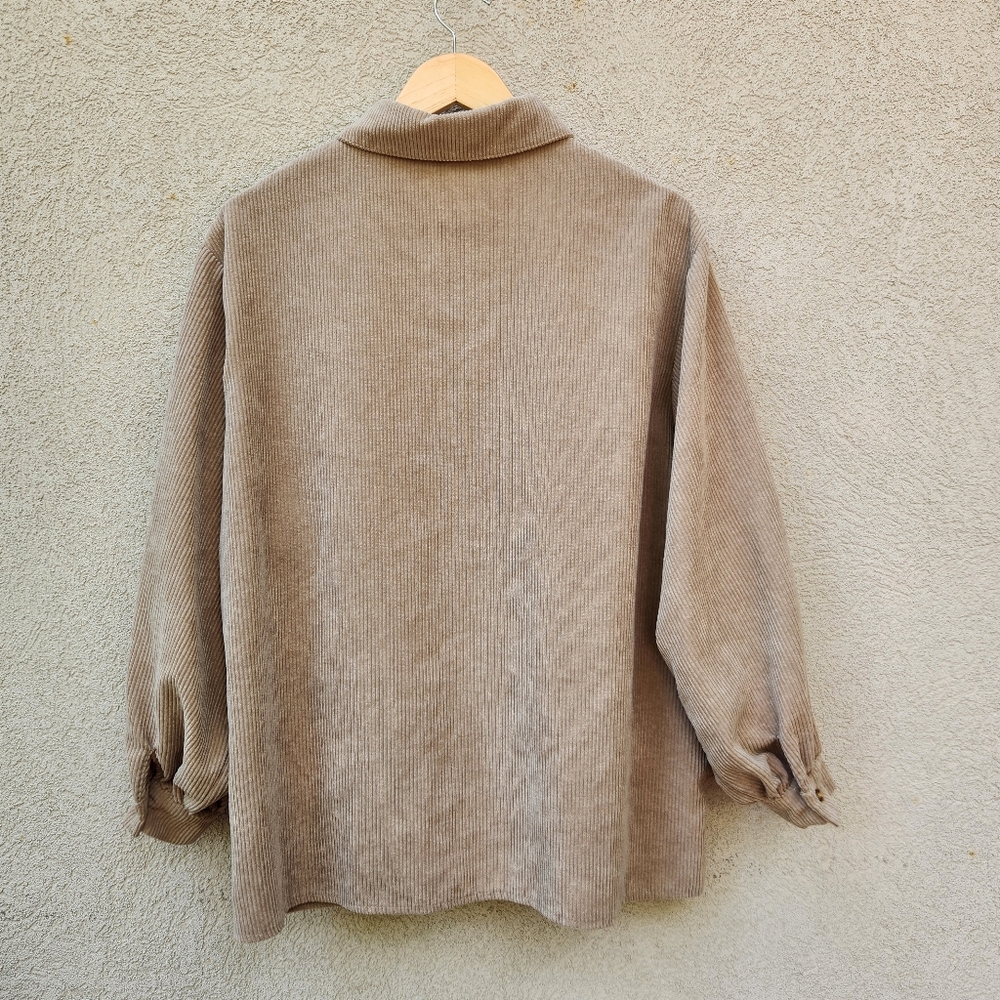 NASTY GAL Women's Shacket Size 8 Beige Corduroy Long Sleeve Oversized Jacket Top - Picture 6 of 12